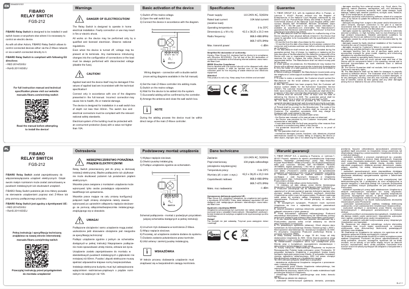 Page n°1 - Manuel utilisateur Fibaro FGS-212