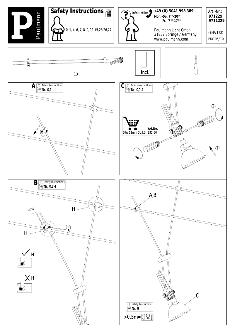 Page 1 de la notice Manuel utilisateur Paulmann Comet 971.229