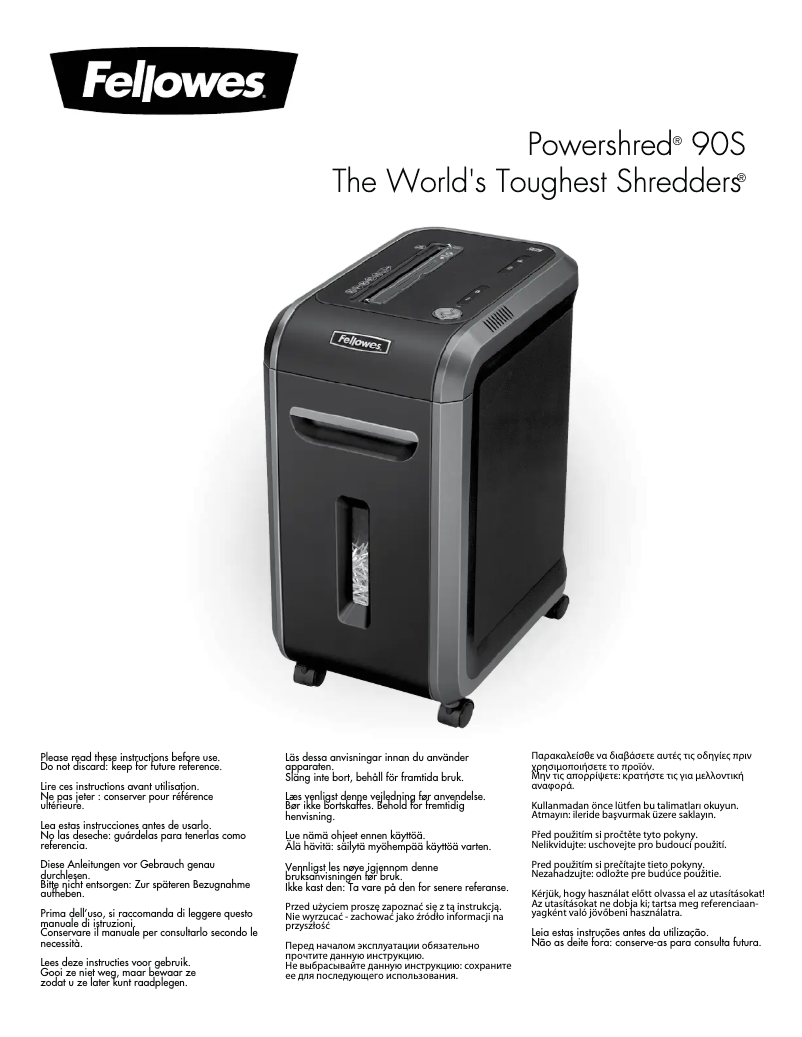 Image de la première page du manuel de l'appareil Powershred 90S