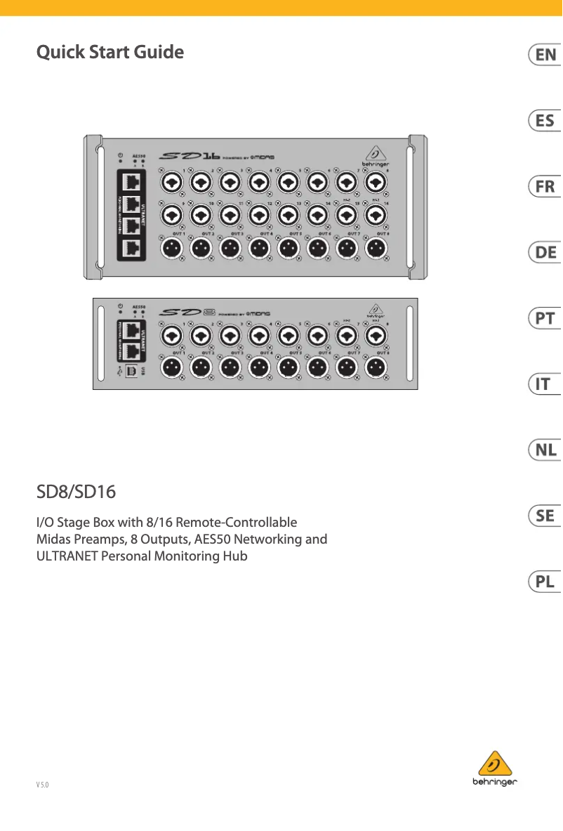 Page 1 de la notice Guide de démarrage rapide Behringer SD8