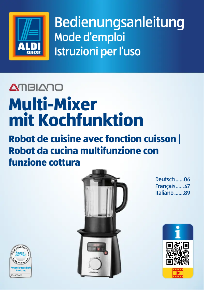 Page n°1 - Manuel utilisateur Ambiano GT-MM-01