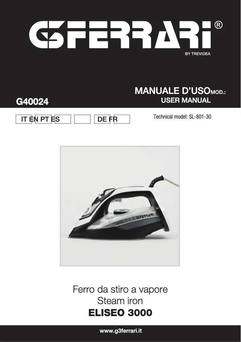 Page 1 de la notice Manuel utilisateur G3 Ferrari ELISEO 3000 G40024