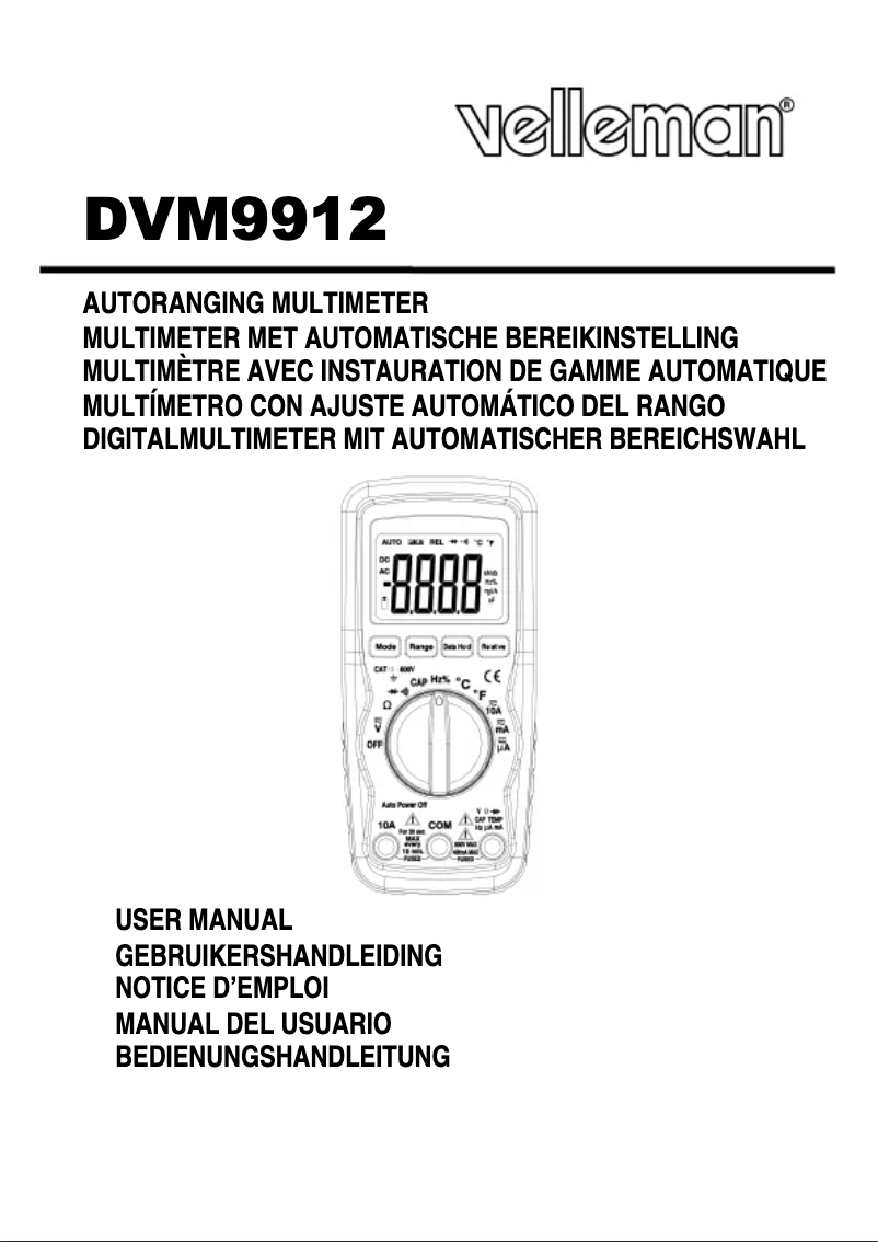 Image de la première page du manuel de l'appareil DVM9912