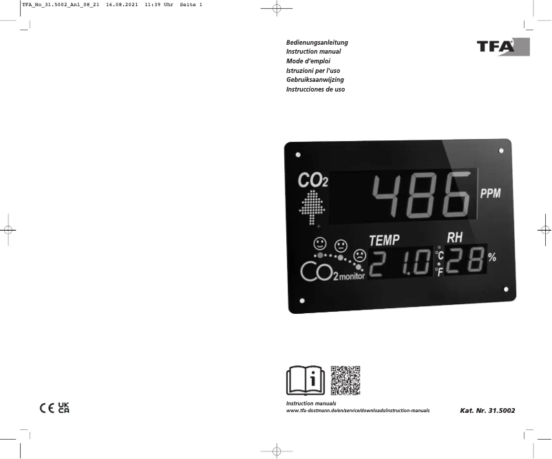 Page n°1 - Manuel utilisateur TFA AirCO2ntrol Observer 31.5002