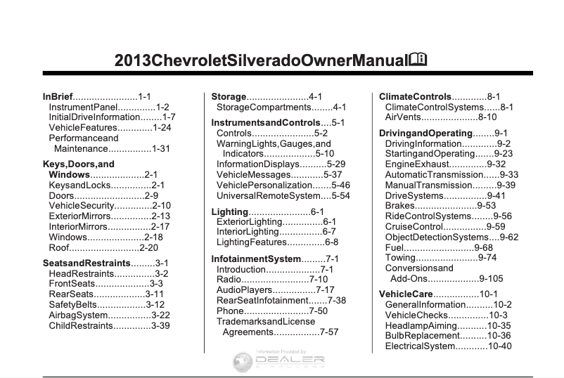 Page 1 de la notice Manuel utilisateur Chevrolet Silverado 3500 HD (2013)