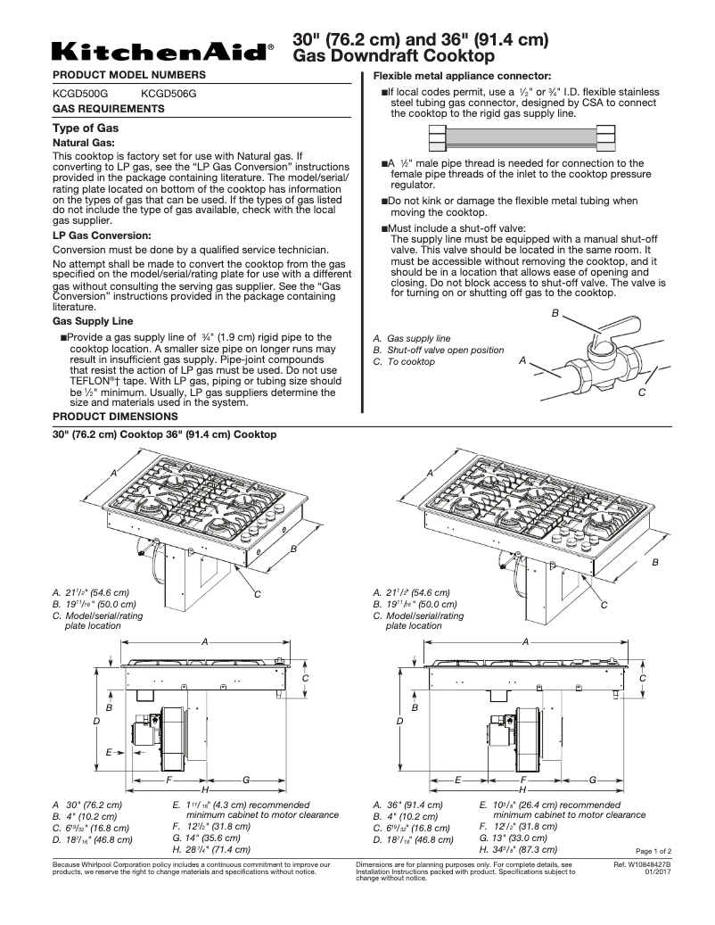 Page 1 de la notice Guide de démarrage rapide KitchenAid KCGD506GSS