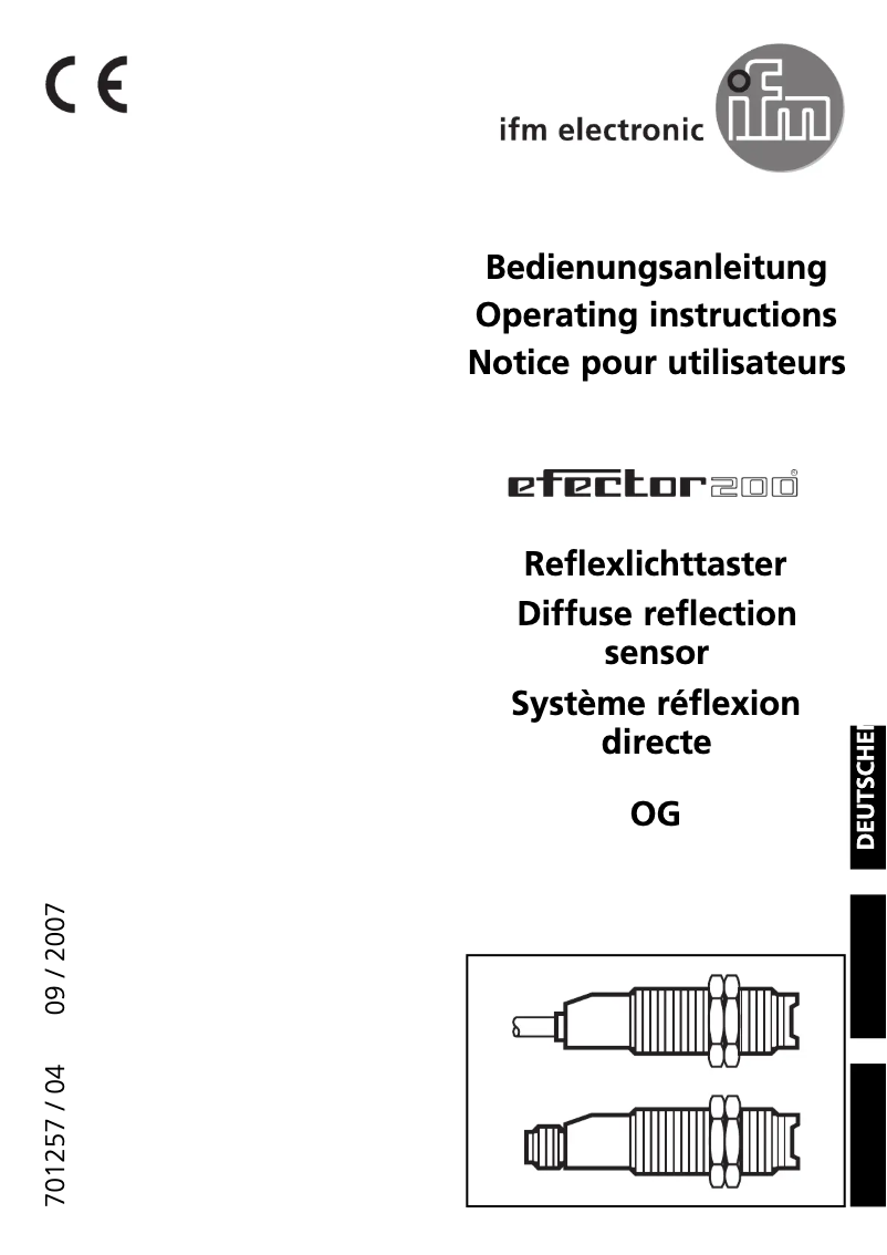 Page 1 de la notice Manuel utilisateur IFM OG0034