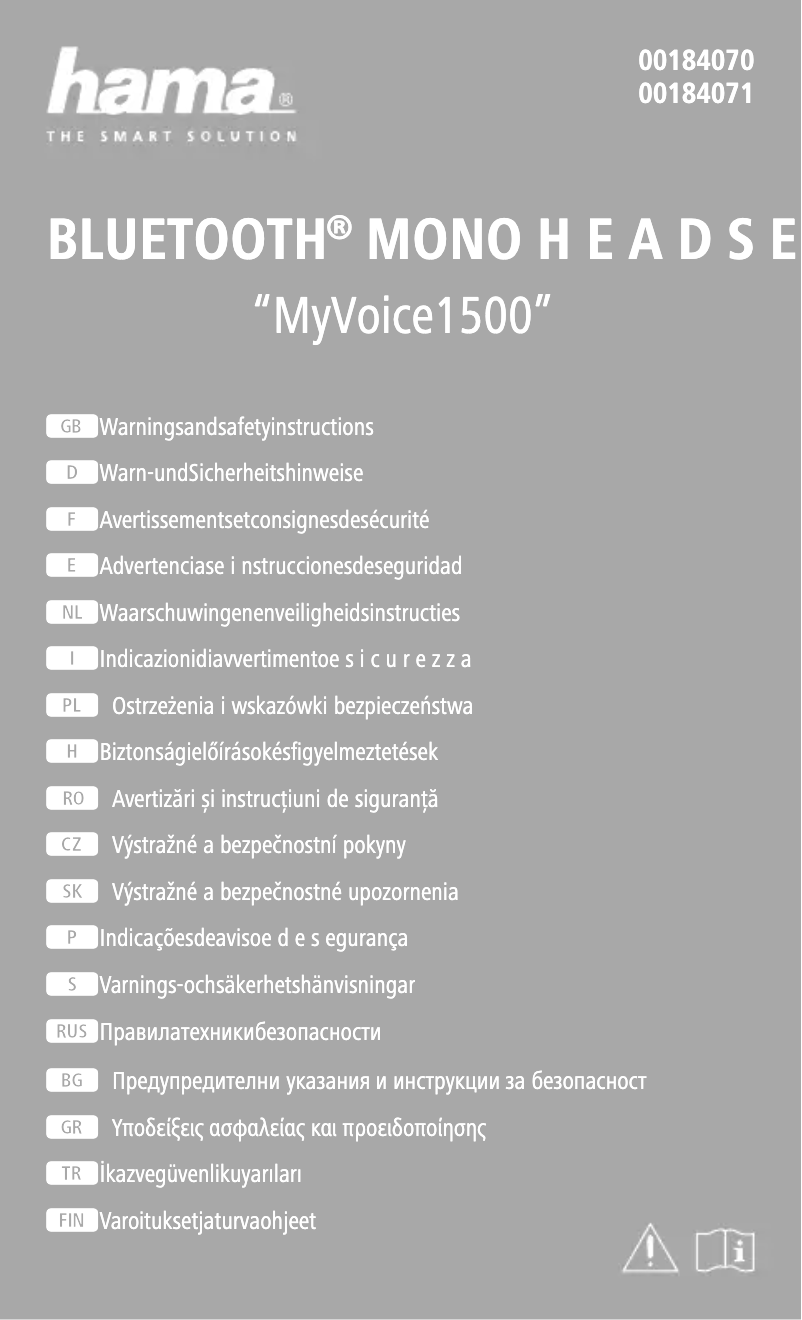 Page 1 de la notice Instructions de sécurité Hama MyVoice1500