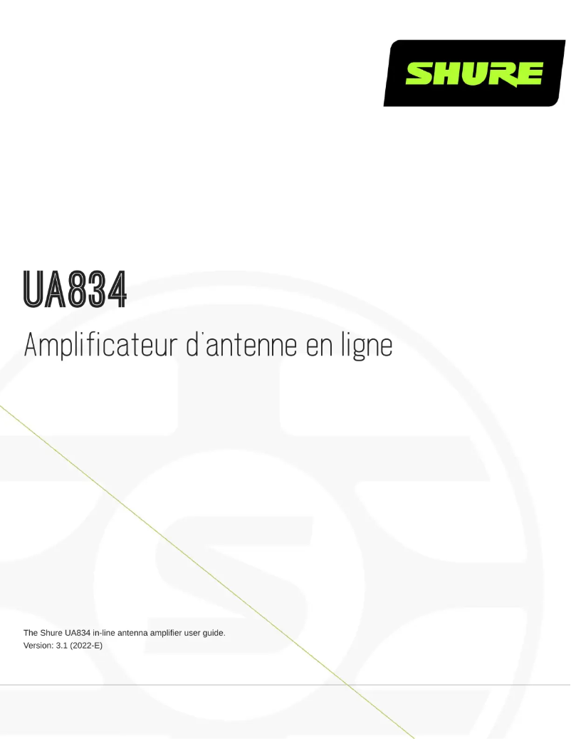 Page 1 de la notice Manuel utilisateur Shure UA834