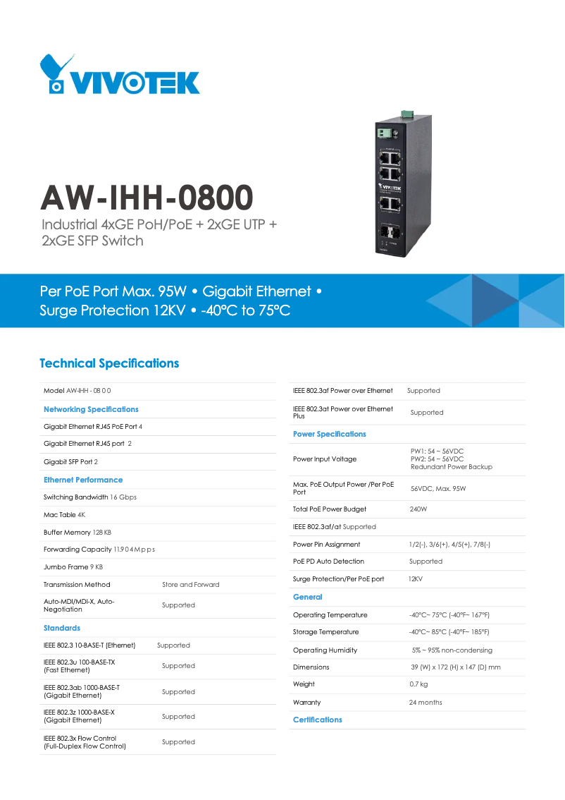 Image de la première page du manuel de l'appareil AW-IHH-0800