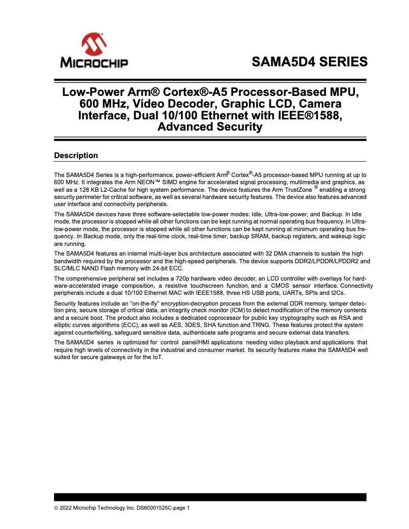 Image de la première page du manuel de l'appareil ATSAMA5D44