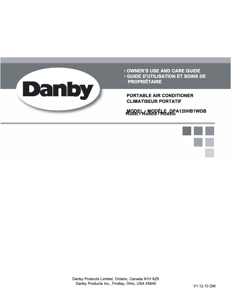 Page 1 de la notice Manuel utilisateur Danby DPA120HB1WDB