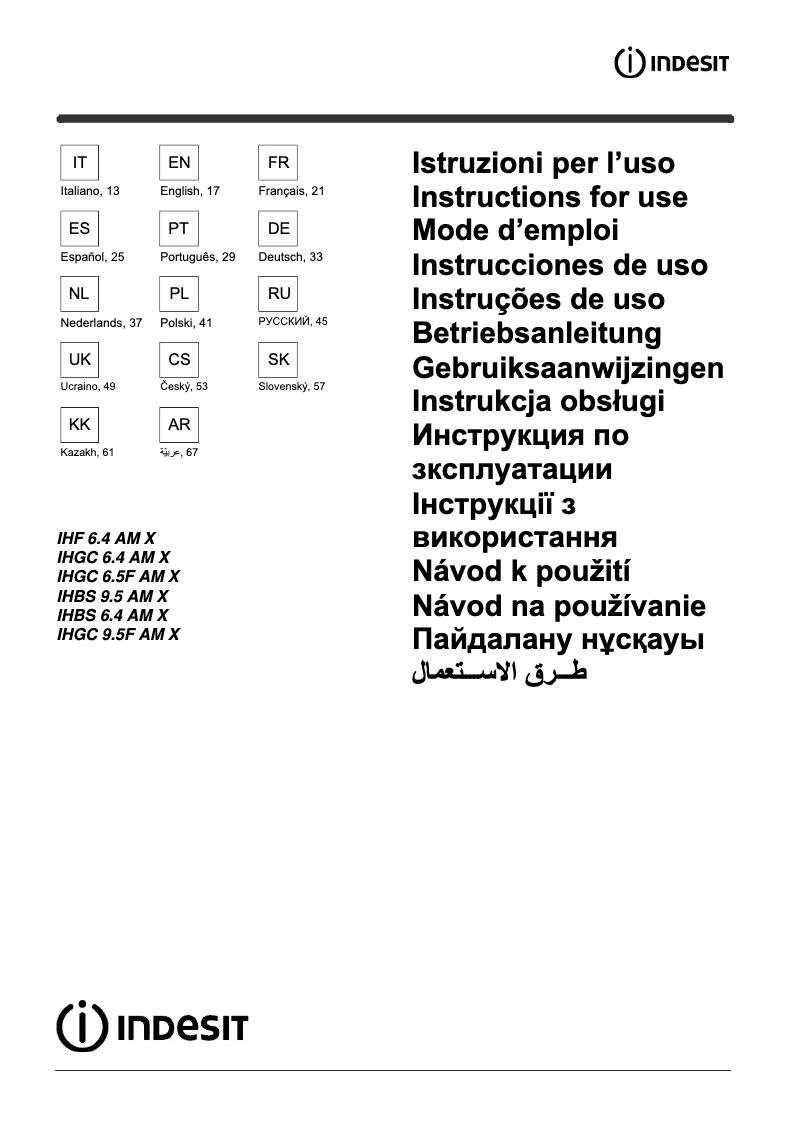 Page n°1 - Mode d'emploi Indesit IHBS 6.4 AM X