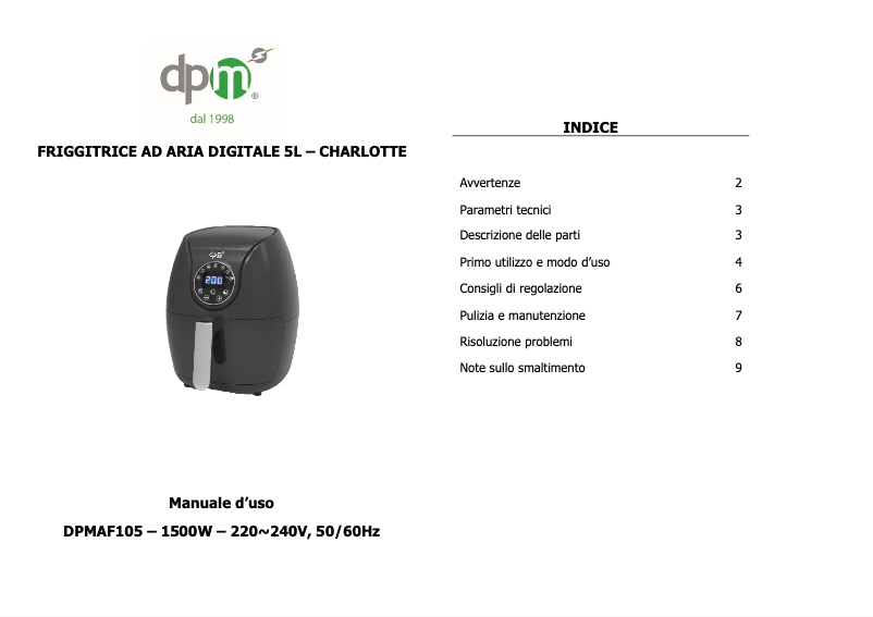 Page n°1 - Manuel utilisateur DPM Charlotte