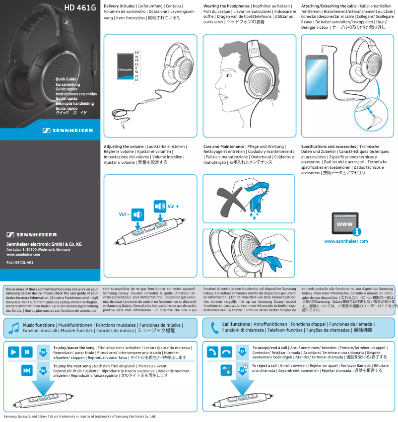 Página 1 del manual Ficha técnica Sennheiser HD 461G