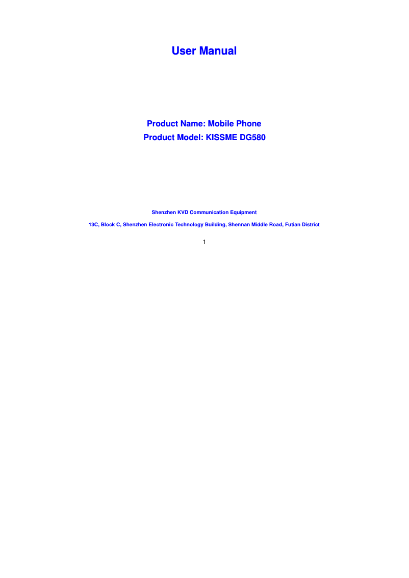 Page 1 de la notice Manuel utilisateur Doogee Kissme DG580