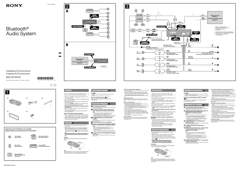 Page n°1 - Guide d'installation Sony MEX-BT39UW
