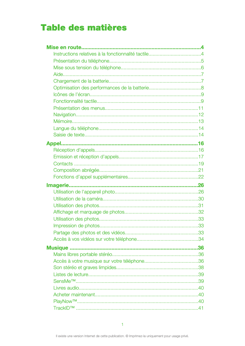 Page 1 de la notice Manuel utilisateur Sony Ericsson Aino