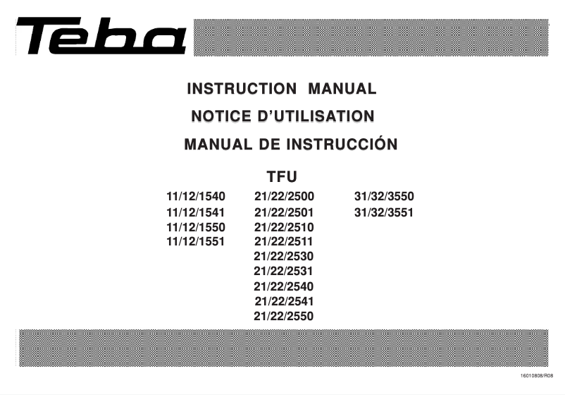 Page 1 de la notice Manuel utilisateur Teba U1541