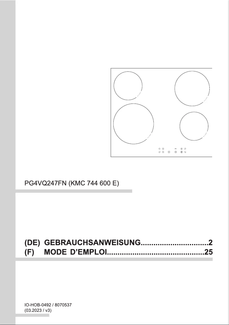 Page n°1 - Manuel utilisateur Amica KMC 744 600 E