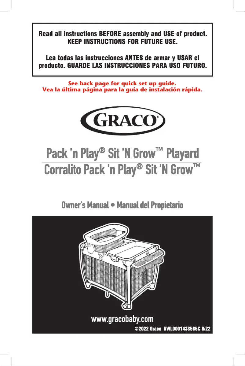 Page n°1 - Manuel utilisateur Graco Pack 'n Play Sit 'N Grow Playard