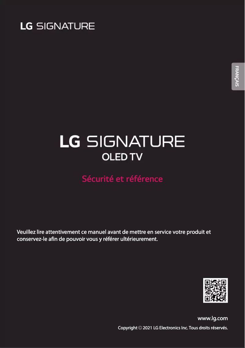 Page 1 de la notice Manuel utilisateur LG OLED88Z1PVA