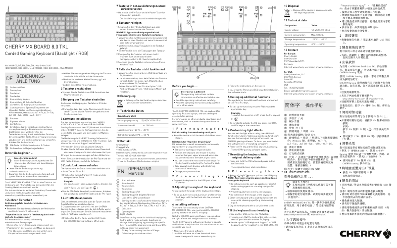Page 1 de la notice Manuel utilisateur Cherry MX Board 8.0