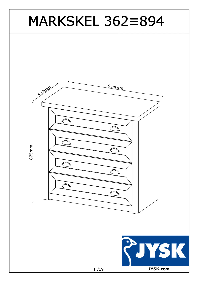 Page 1 de la notice Manuel utilisateur JYSK Markskel (90x87x43)
