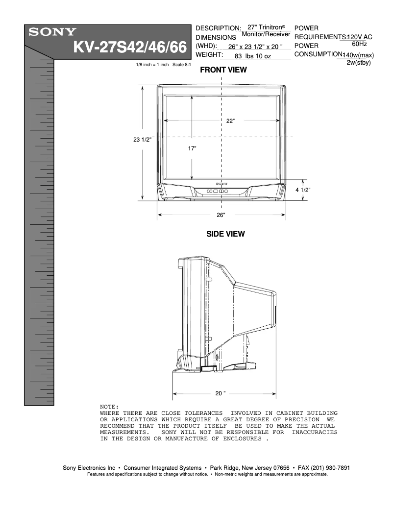 Image de la première page du manuel de l'appareil KV-27S42
