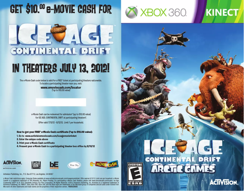 Page 1 de la notice Manuel utilisateur Microsoft Ice Age - Continental Drift (Xbox 360)