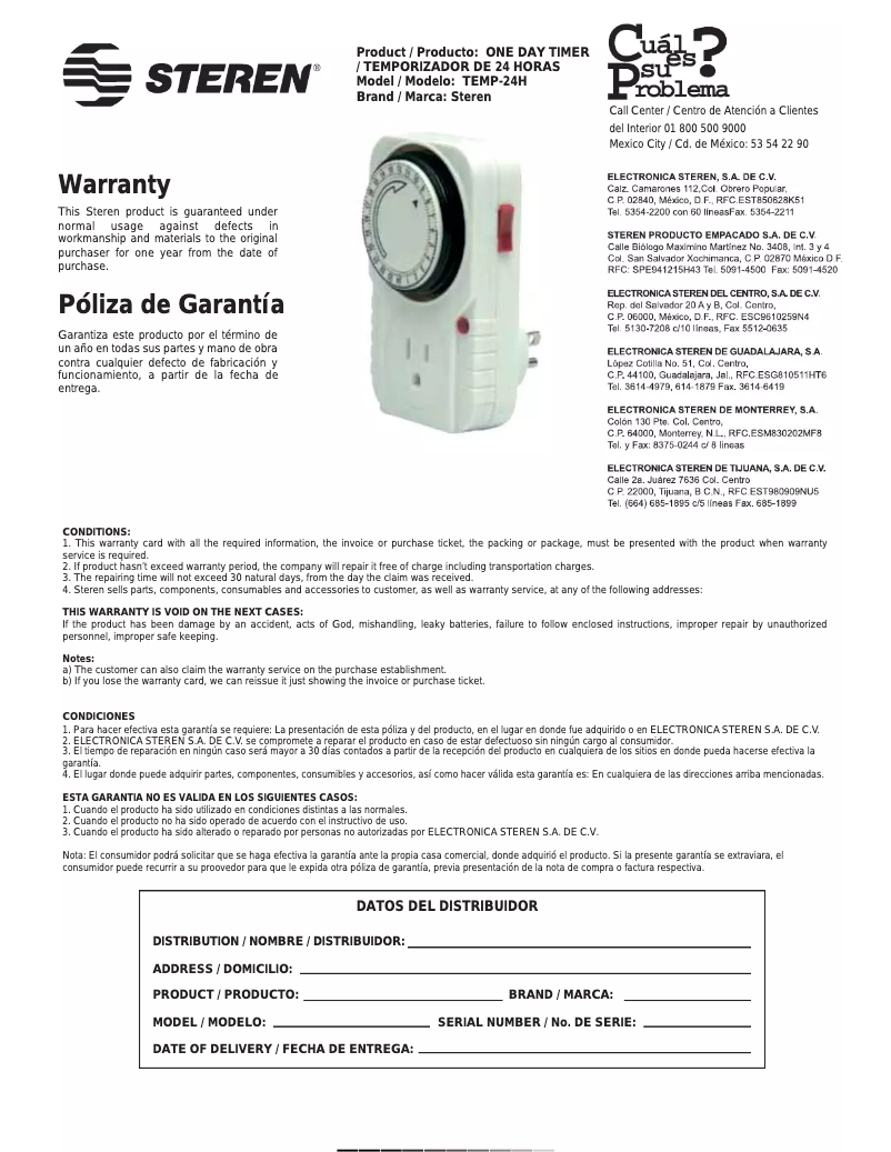 Page 1 de la notice Manuel utilisateur Steren TEMP-24H