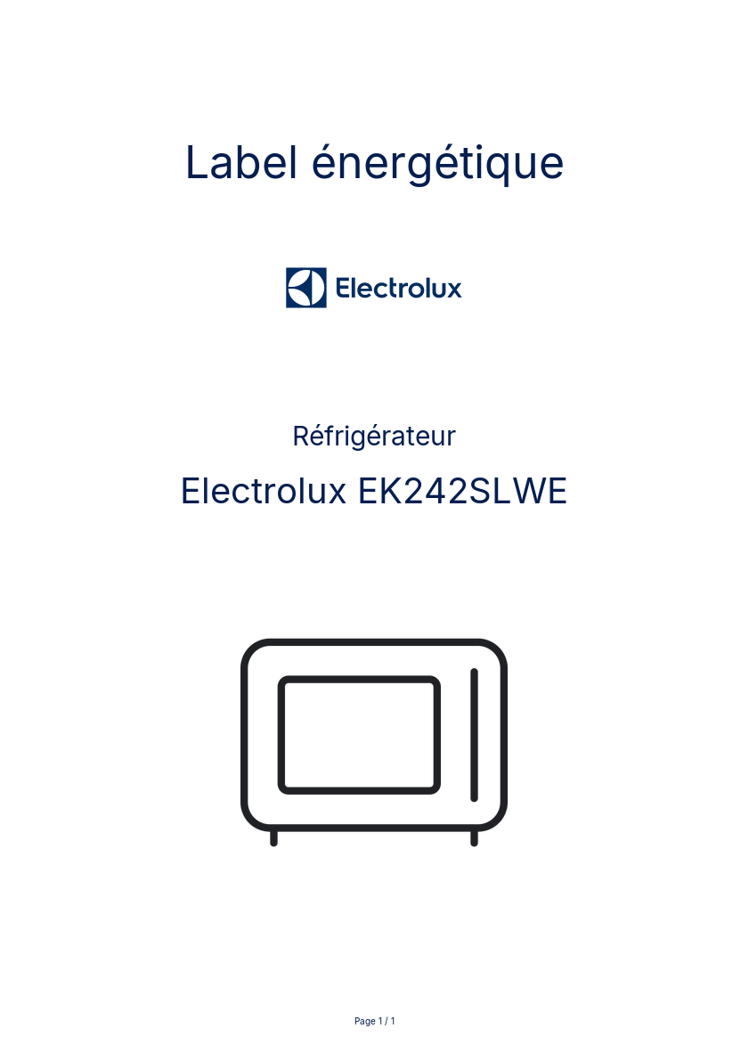 Image de la première page du manuel de l'appareil EK242SLWE