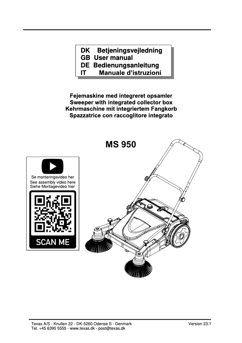 Image de la première page du manuel de l'appareil MS 950