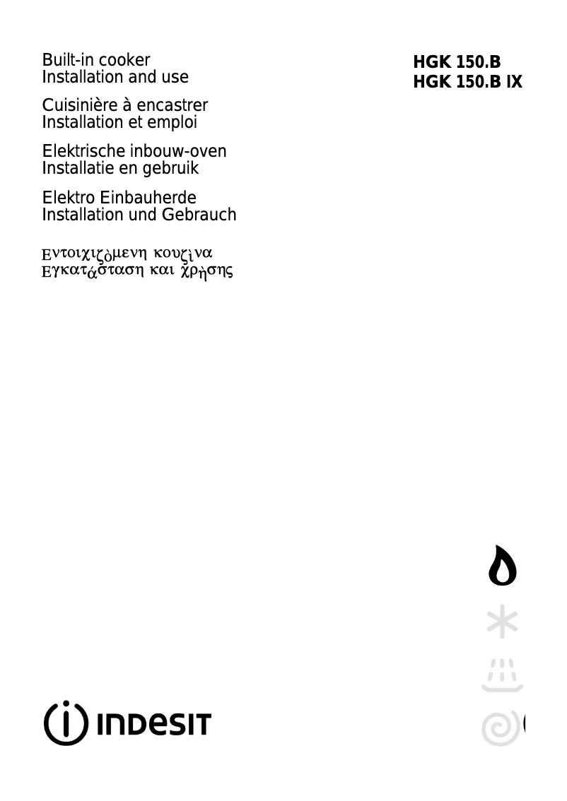 Page 1 de la notice Manuel utilisateur Indesit HGK 150