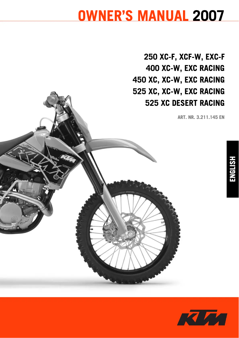 Page n°1 - Manuel utilisateur KTM 400 EXC Racing (2007)