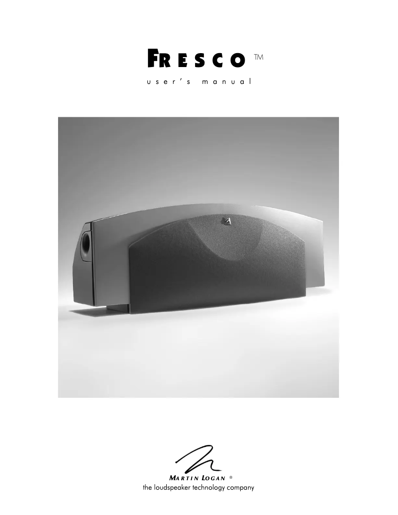 Page n°1 - Manuel utilisateur Martin Logan Fresco