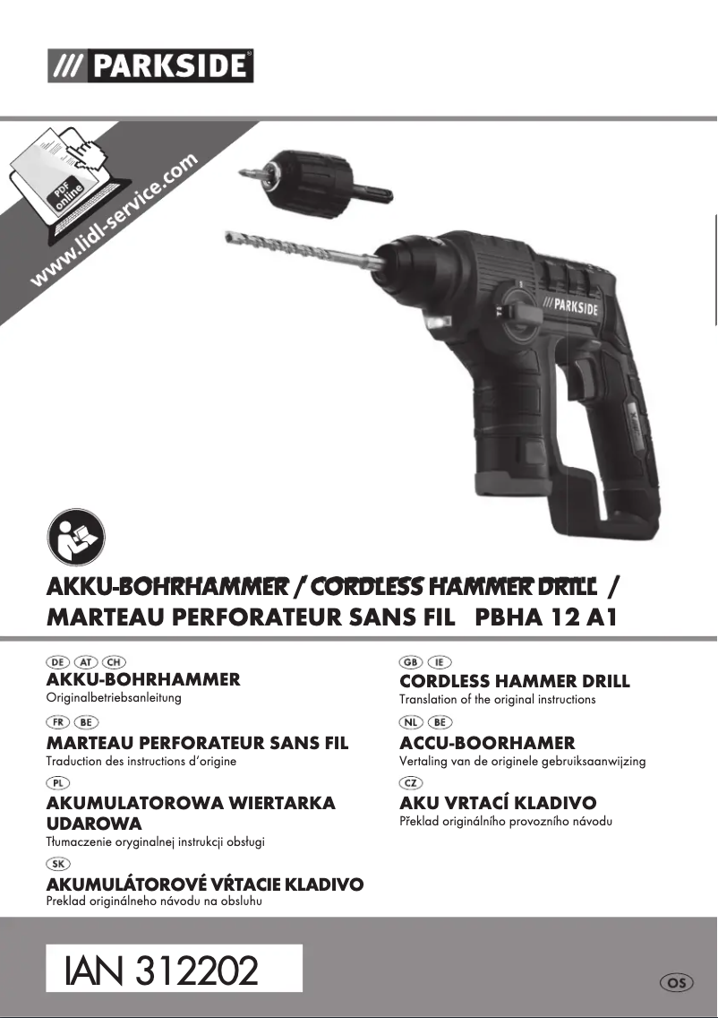 Page 1 de la notice Manuel utilisateur Parkside PBHA 12 A1