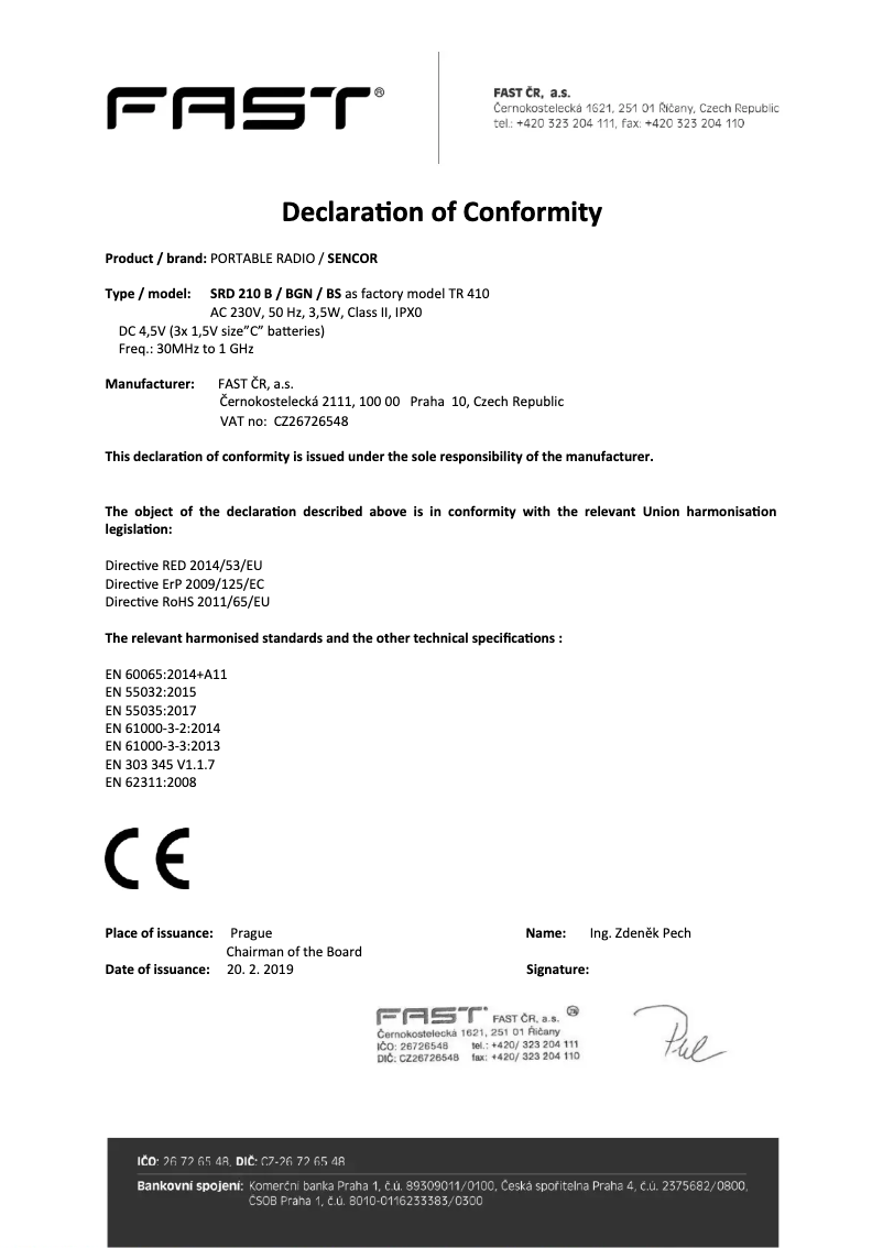 Page n°1 - Manuel utilisateur Sencor SRD 210