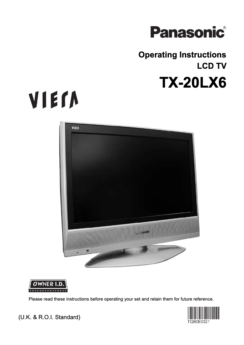 Page 1 de la notice Manuel utilisateur Panasonic Viera TX-20LX6