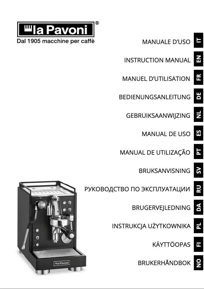 Page n°1 - Manuel utilisateur la Pavoni Mini Cellini Black