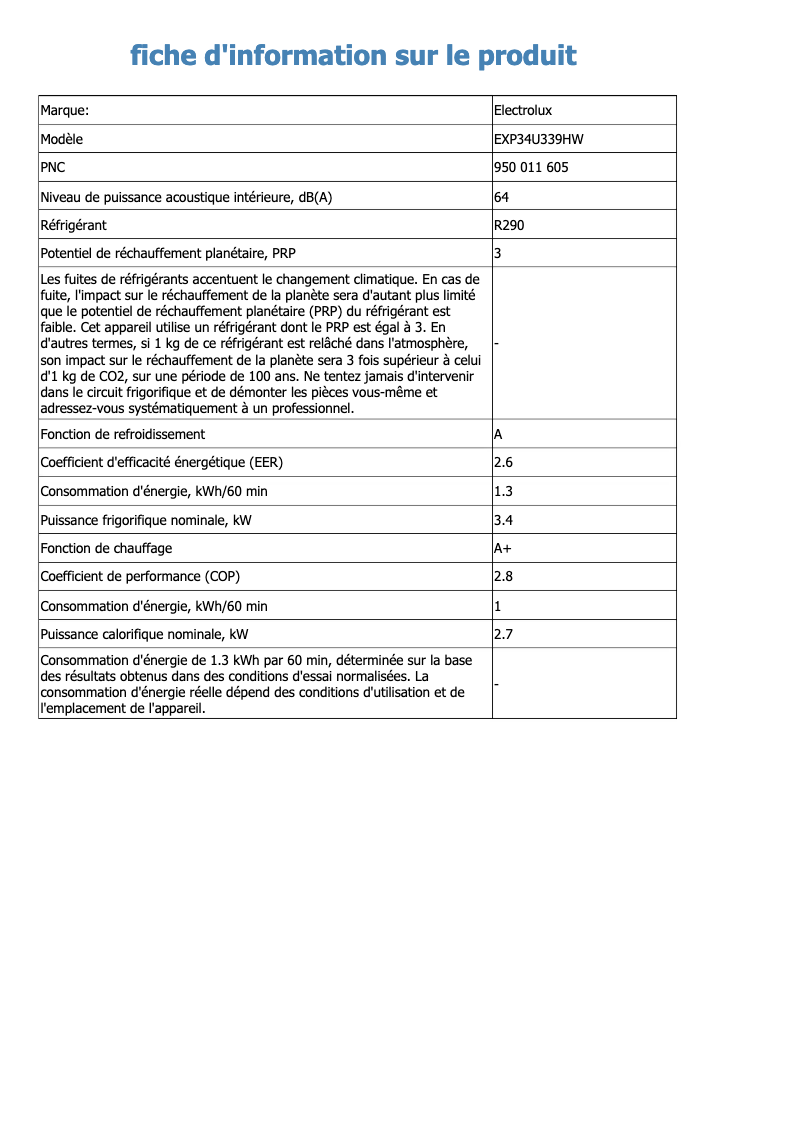 Página 1 del manual Ficha técnica Electrolux EXP34U339HW