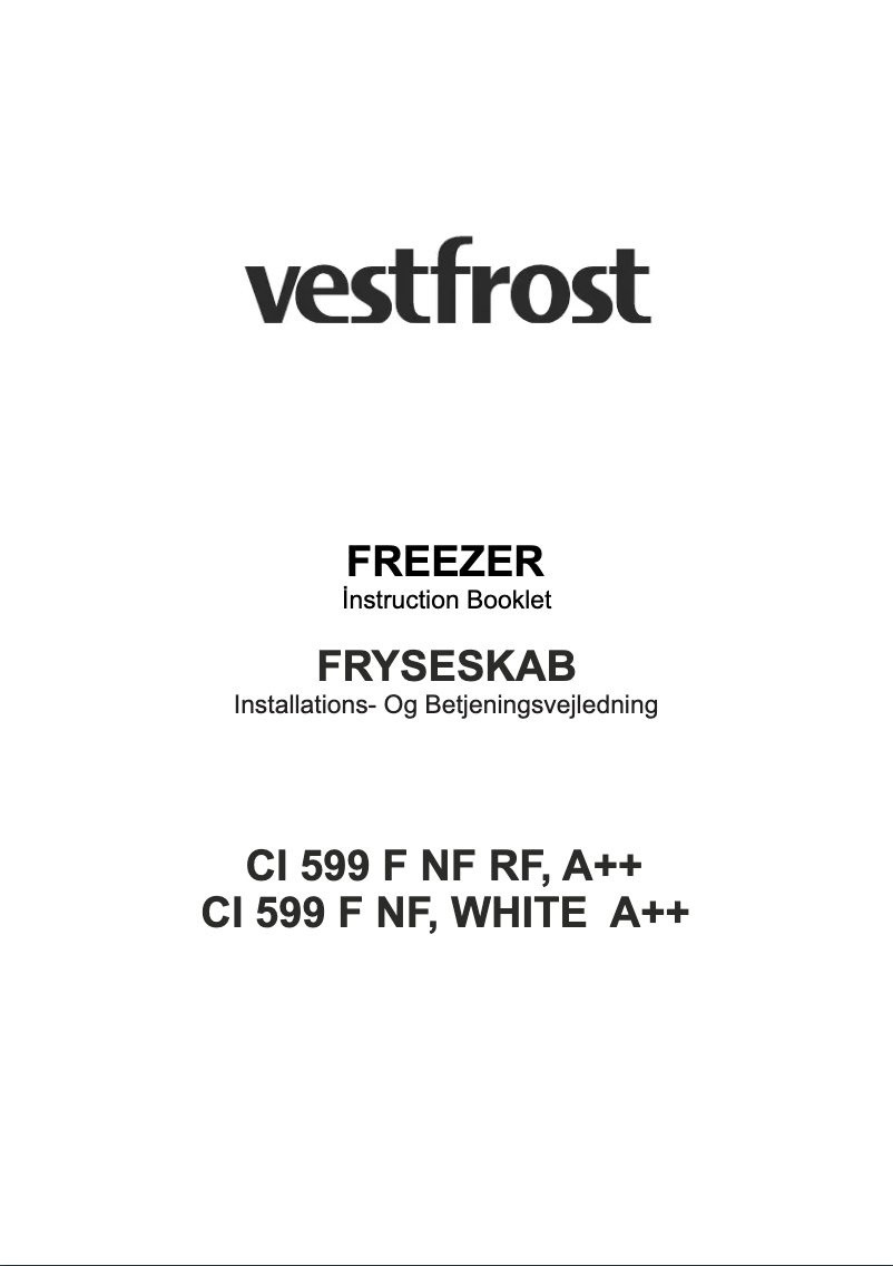 Page 1 de la notice Manuel utilisateur Vestfrost CI 599 F NF E