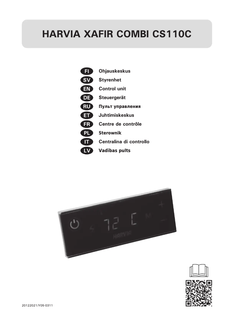 Page 1 de la notice Manuel utilisateur Harvia Xafir CS110400C