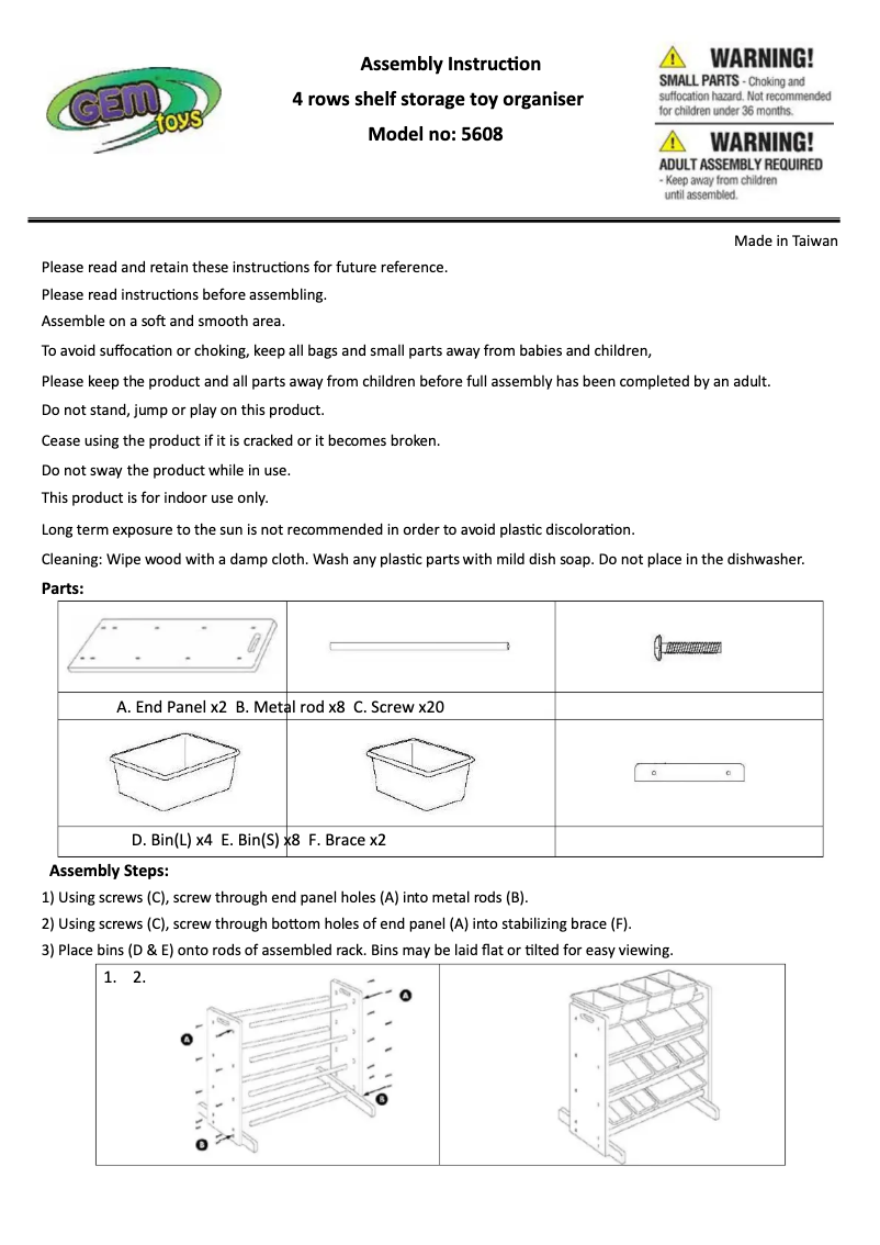 Page 1 de la notice Manuel utilisateur Gem Toys 5608