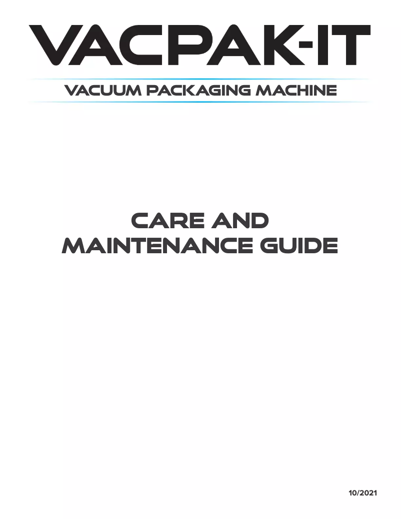 Page n°1 - Manuel d'utilisation et d'entretien VacPak-It VMC16F