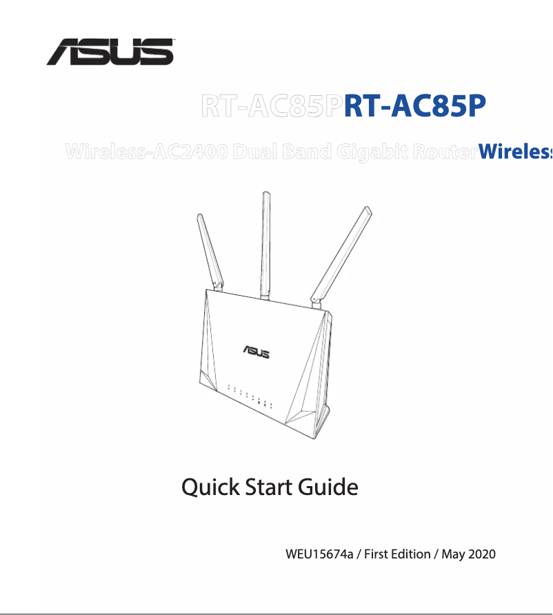 Page 1 de la notice Guide de démarrage rapide Asus RT-AC85P