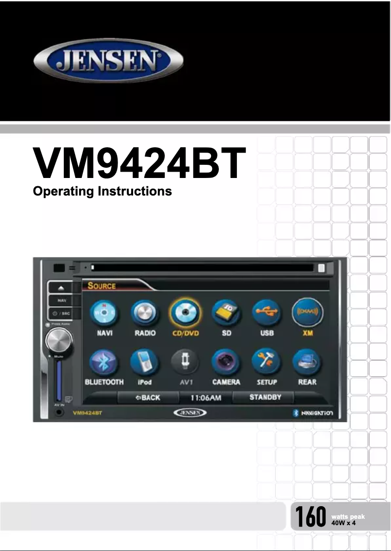 Page n°1 - Manuel utilisateur Jensen VM9424BT