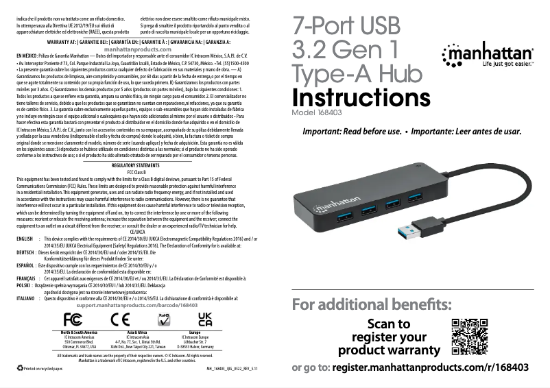 Page 1 de la notice Mode d'emploi Manhattan 168403