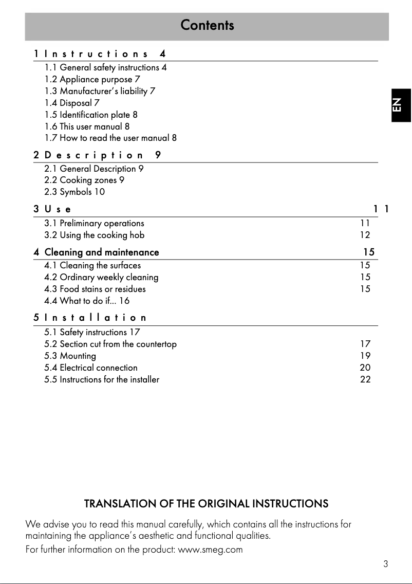 Page 1 de la notice Manuel utilisateur Smeg SA661X2