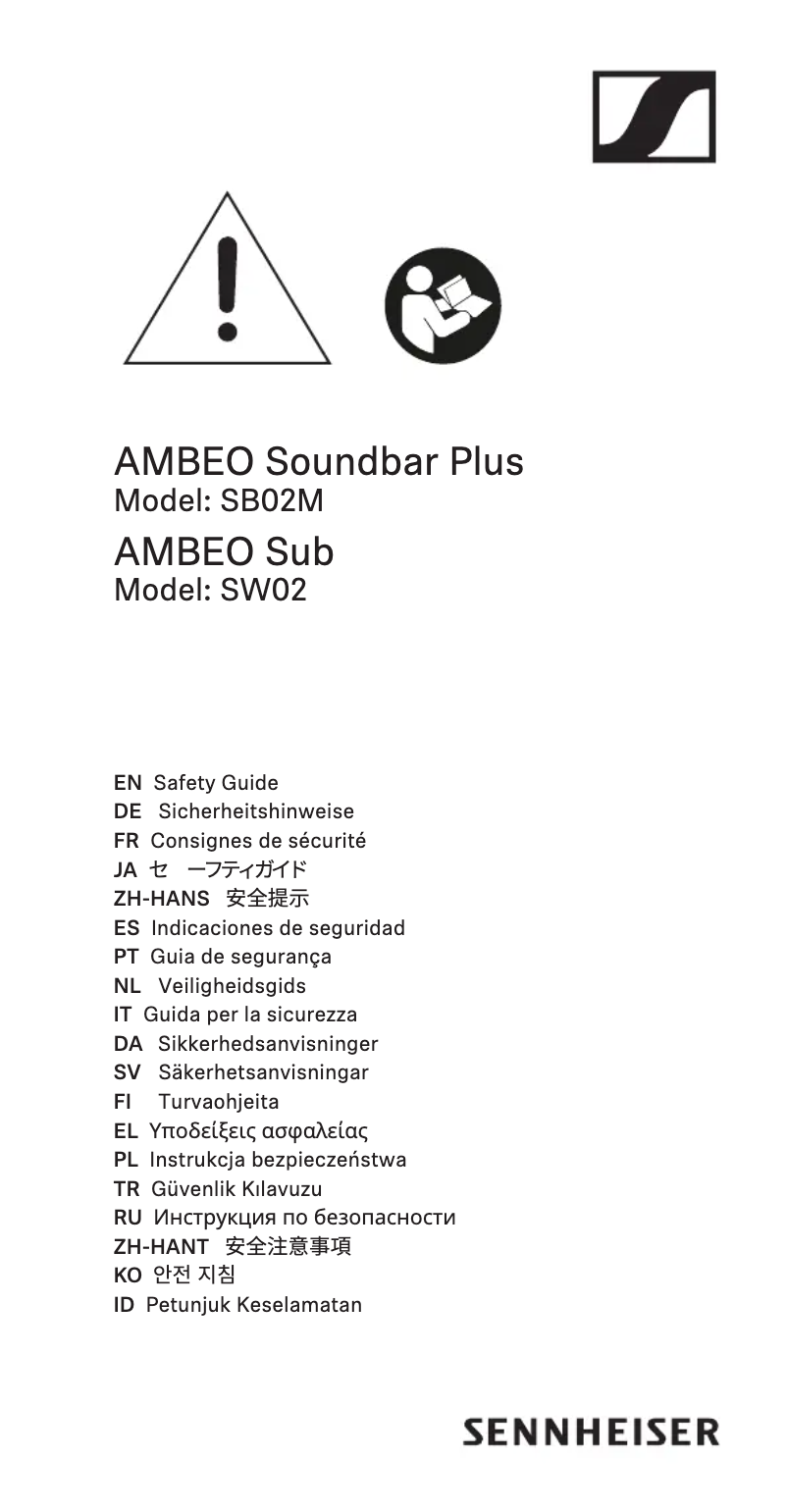 Page 1 de la notice Instructions de sécurité Sennheiser AMBEO Sub SW02